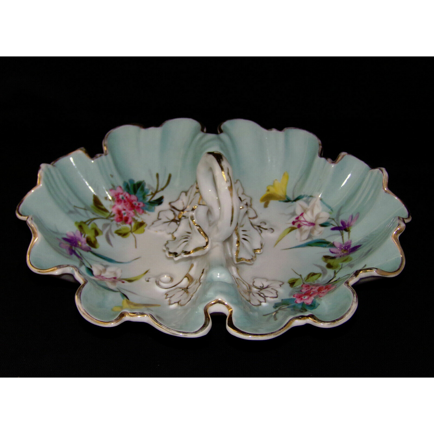 Antique Carl Tielsch Porcelain Divided Dish Candy Nuts Relish Tray c.1870-1900