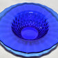 Vintage Cobalt Blue Glass Console Bowl 10" Art Glass Bowl w Diamond Cut Pattern