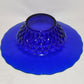 Vintage Cobalt Blue Glass Console Bowl 10" Art Glass Bowl w Diamond Cut Pattern