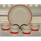 Vintage Red Stripe Bowl Custard Cups 5pcs Universal Potteries Inc Logo Mark USA