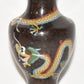 Vintage Chinese Cloisonne Dragon Vase on Stand Hand Painted Brass Enamel Vase
