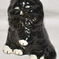 Vintage Black Cat Figurine 4.5" x 3.5" Porcelain Cat w Green Eyes c1980 Signed