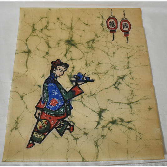 Vintage Geisha Girl Screen Print on Rice Paper or Linen Tea Theme Lanterns
