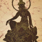 Vintage Buddha Goddess Screen Print on Rice Paper or Linen Religious Buddha Figure