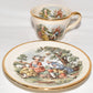 Vintage Royal China 22KT Gold Demitasse Tea Cup & Saucer Garden Scene Landscape