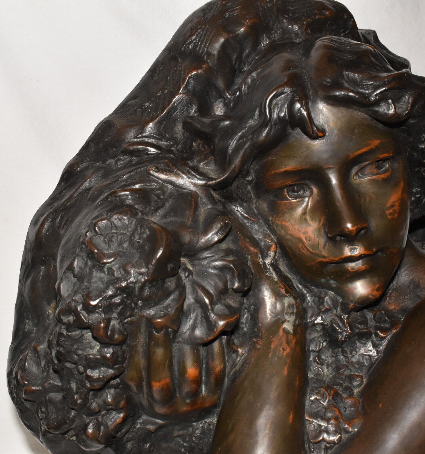 Large Early 20th Century Sculpture Bust Floreal by Richard Aurili (1834-1914)