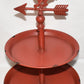 Farmhouse Distressed Red Two Tiered Rooster Weathervane Tray Heavy Duty Metal
