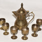 7pc Vintage EPNS Arabic Dallah Coffee Set Miniature Brass Pot Goblets Middle Eastern