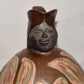 1997 Folk Art Pottery Chulucanas Peru Round Woman Handmade Terracotta Vessel