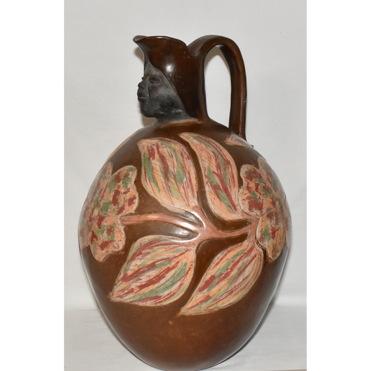 1997 Folk Art Pottery Chulucanas Peru Round Woman Handmade Terracotta Vessel
