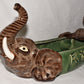 Vintage Chinese Double-Headed Elephant Jardiniere 22" Ceramic Feng Shui Planter