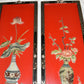 Pr Vintage Japanese Hand Crafted Panels w Raised Dragons & Vases Faux MOP 36x12"