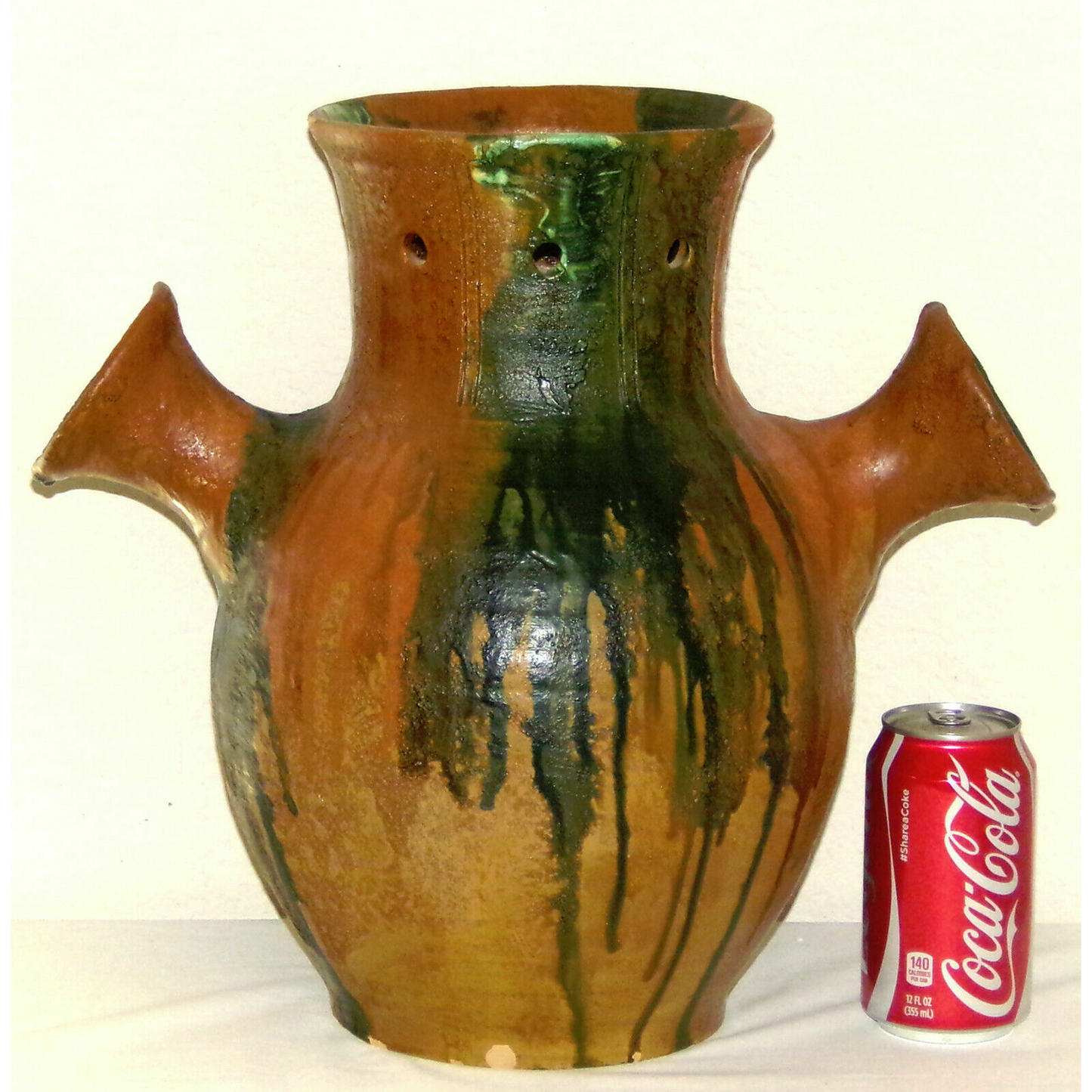 Vintage Italian Terracotta Drip Glaze Pottery Vase Large HandCrafted Pottery Jug