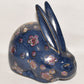 Vintage Chinese Rabbit Figurine Hand Painted Enameled Bunny Deep Cobalt Blue