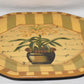 Vintage Tuscan Style Art Pottery Plate 9.5" Mustard & Green Stripe Floral Plate