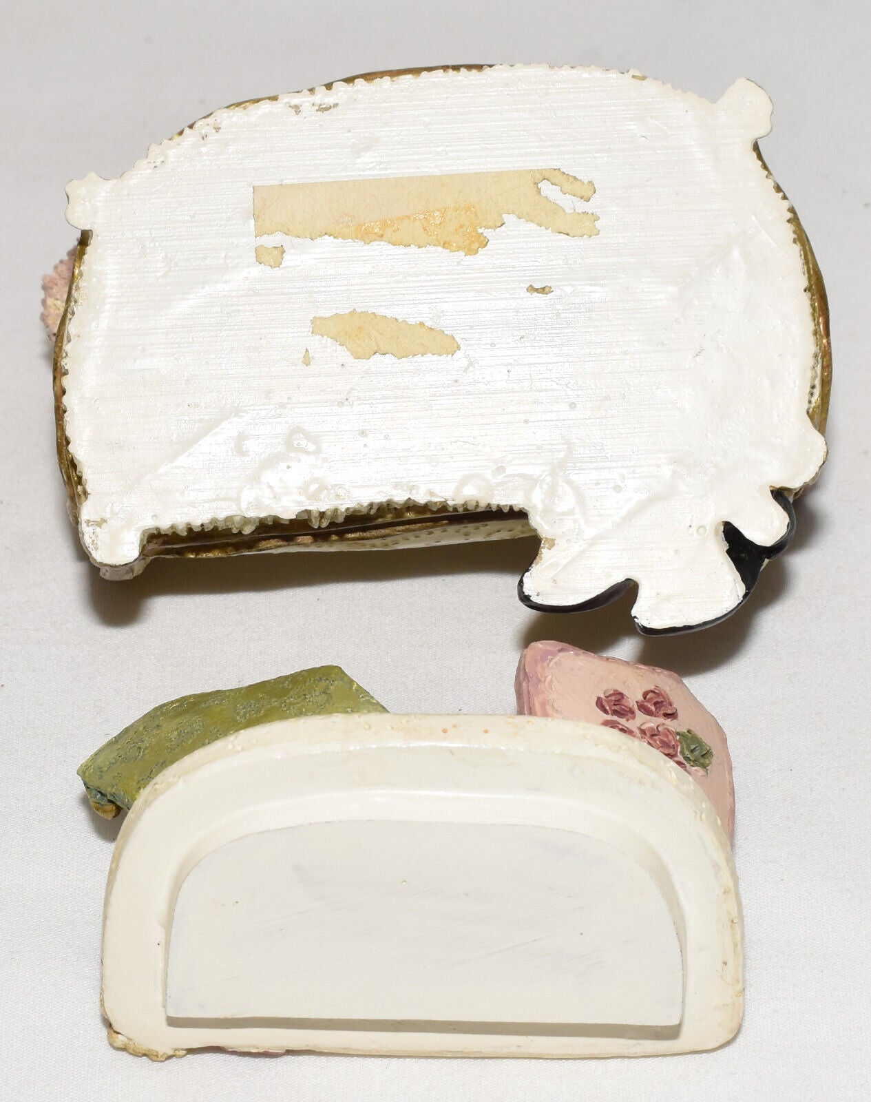 Vintage Ceramic Couch Cat Trinket Box Jewelry Storage Lidded Hideaway Box