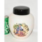 Vintage Asian Theme Ginger Jar w Garden Scene 8" Porcelain Jar w Lid Signed