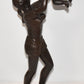 Vintage Patinated Bronze Woman Child Statue Sculpture Wooden Base Signed Jmber 5/25
