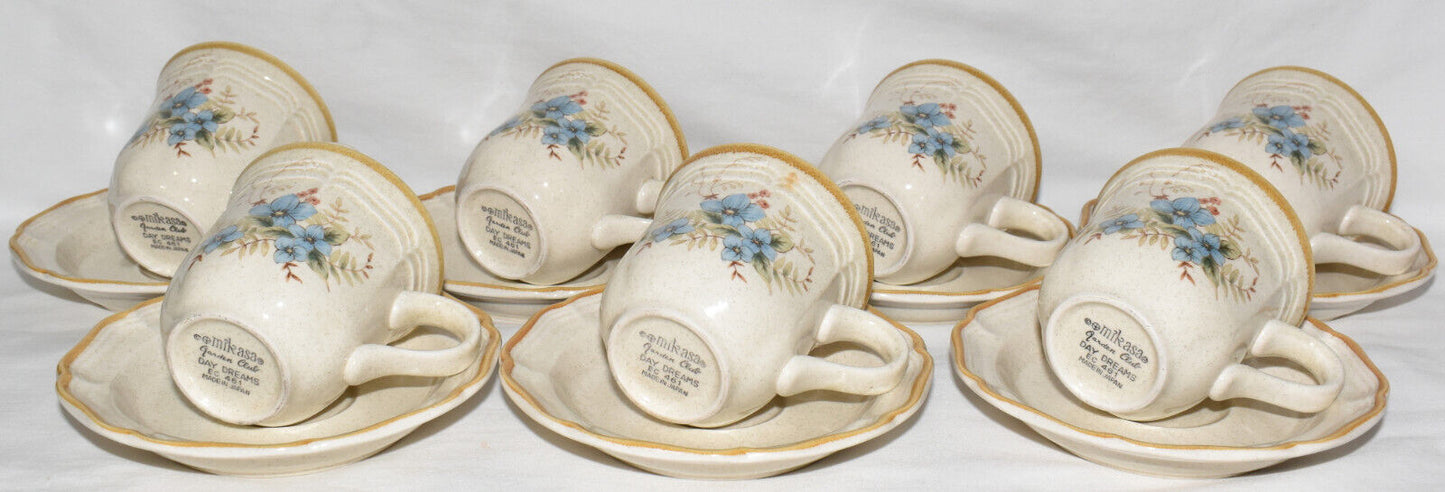 Vintage Mikasa 14pc Coffee/Tea Cups Saucers Garden Club Day Dreams Floral Stoneware