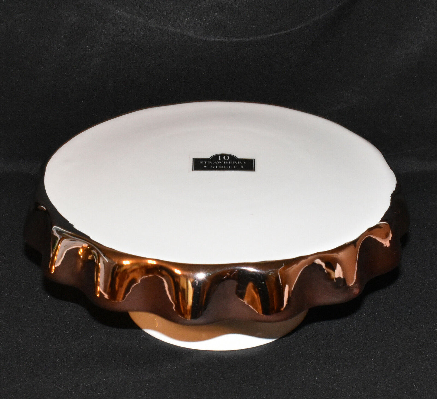Skirted Cake Stand Plate White & Rose Gold 10 Strawberry Street Pedestal Stand