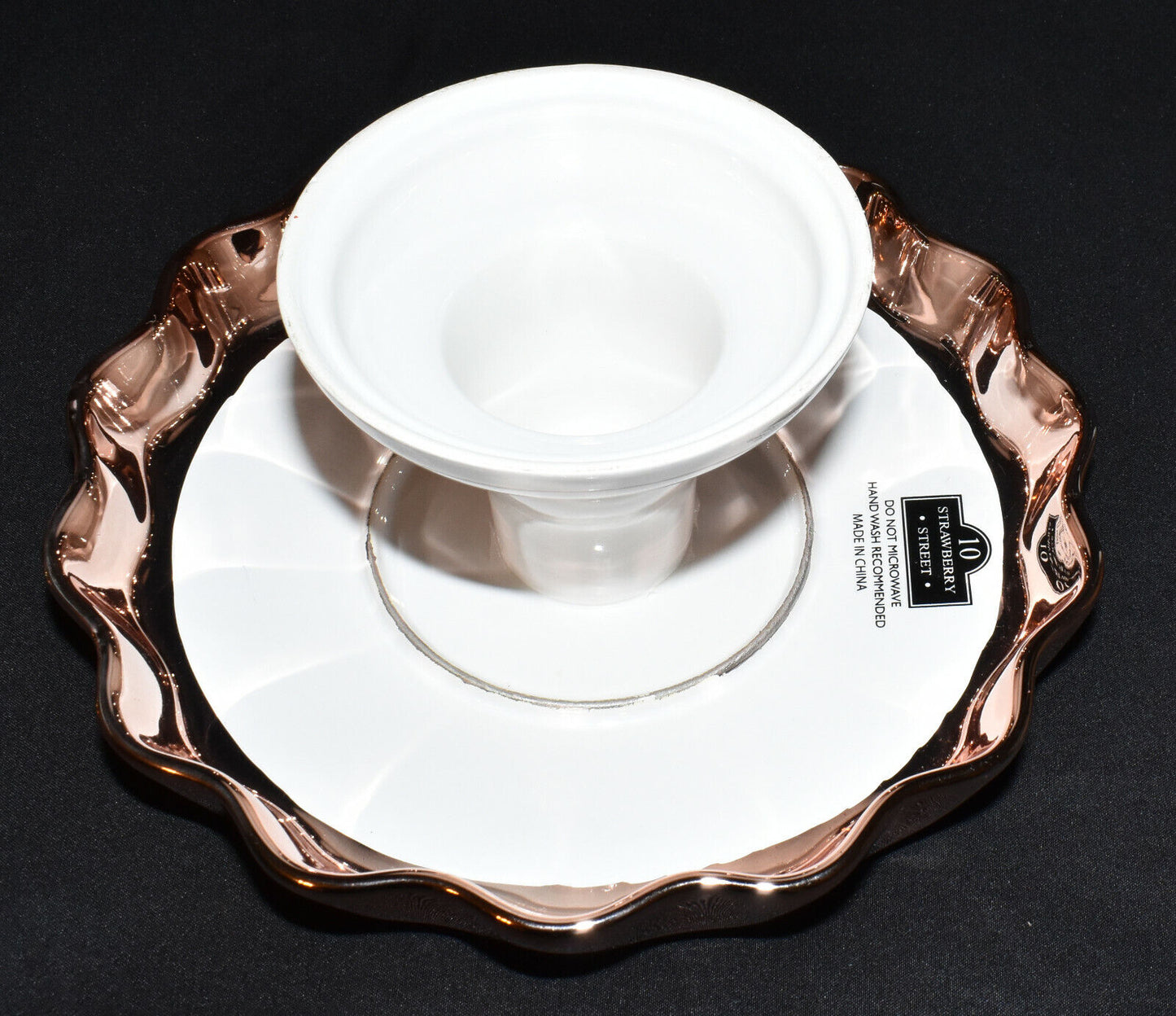 Skirted Cake Stand Plate White & Rose Gold 10 Strawberry Street Pedestal Stand