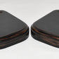 Pair Vintage Wood Lamp Bases 8" x 8" Black Brown Stained Sculpture/Lamp Bases