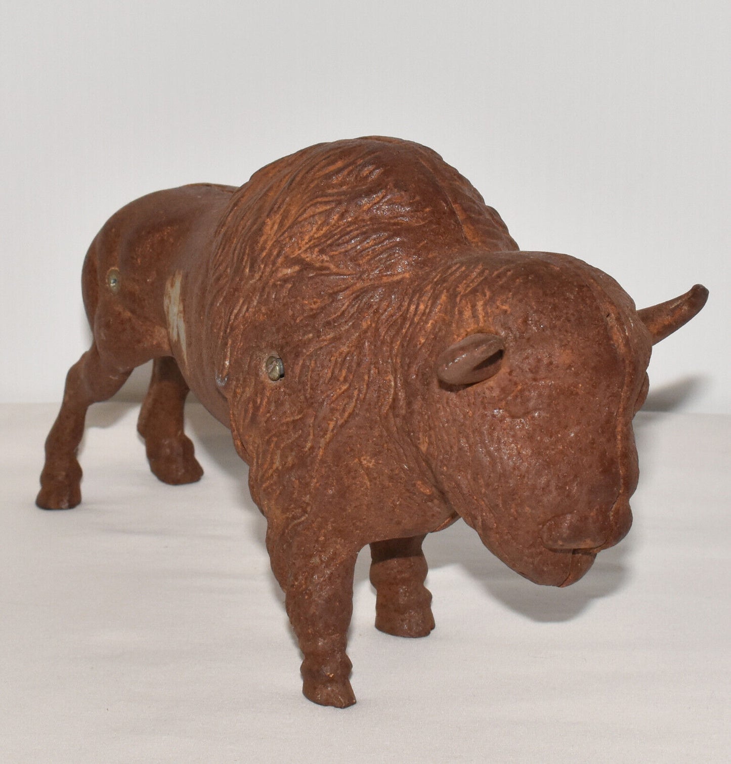 Antique Cast Iron Bison Buffalo Money Bank 11" Heavy Rusted Metal Coin Bank