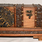 Vintage Asian Wooden Boxes on Stand 3pc Set Decorative Hinged Boxes Brass Accent