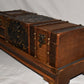 Vintage Asian Wooden Boxes on Stand 3pc Set Decorative Hinged Boxes Brass Accent