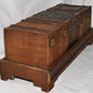 Vintage Asian Wooden Boxes on Stand 3pc Set Decorative Hinged Boxes Brass Accent
