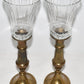 2 Vintage 11" Brass Glass Votive/Taper Candle Holders w Oval Bases Made in India