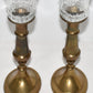 2 Vintage 11" Brass Glass Votive/Taper Candle Holders w Oval Bases Made in India