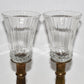 2 Vintage 11" Brass Glass Votive/Taper Candle Holders w Oval Bases Made in India