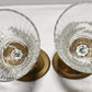 2 Vintage 11" Brass Glass Votive/Taper Candle Holders w Oval Bases Made in India