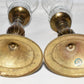 2 Vintage 11" Brass Glass Votive/Taper Candle Holders w Oval Bases Made in India