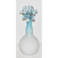 Vintage Blue White Cased Glass Bud Vase w Free Flower Stem 7.5" Bud Vase Signed