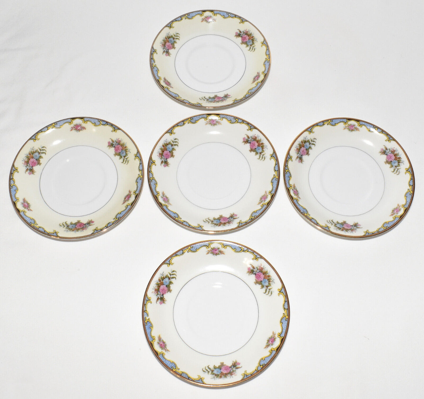 Vintage 5pc Set Noritake Vasona China 5.5" Saucers Plates Elegant Floral Pattern