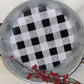 Serving Tray Black White Buffalo Check Galvanized Metal Double Handle Tray New
