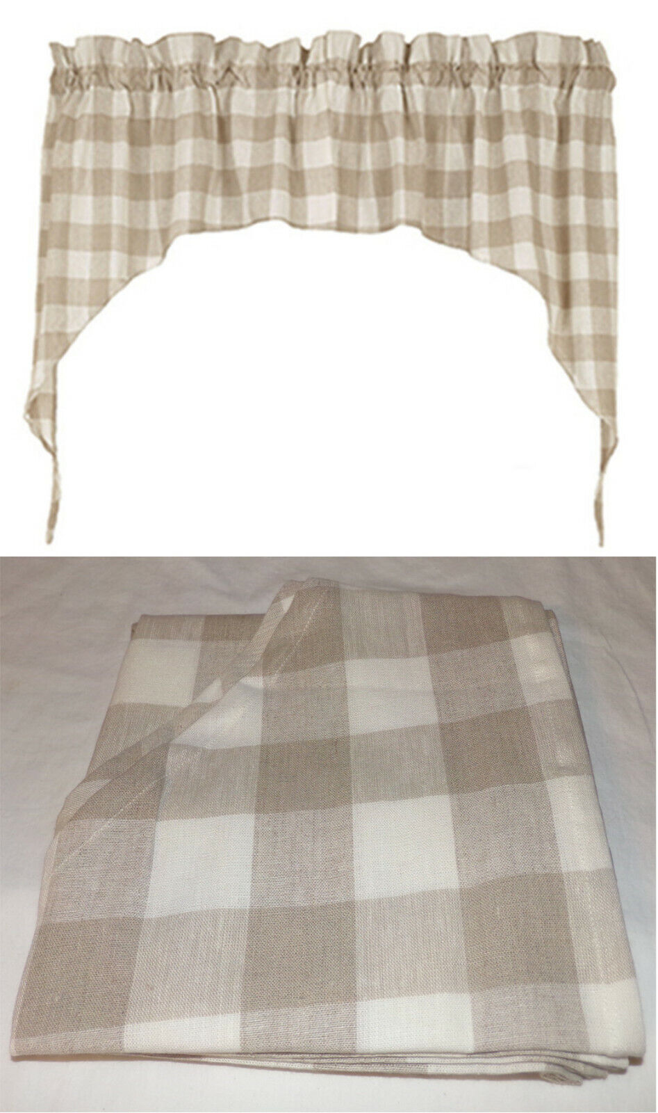 Buffalo Check Swag Window Curtains Panels Valances 72 x 36 Navy Cream Black New